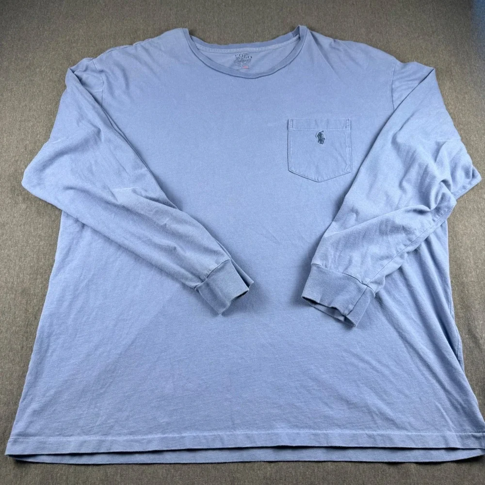 Polo Ralph Lauren Mens XL Long Sleeve Pocket T-Shirt Blue Cotton Pony Logo